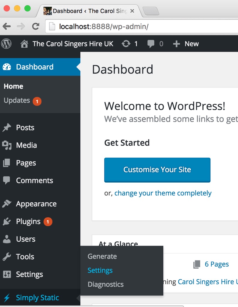 Wordpress Simply Static Plugin Settings